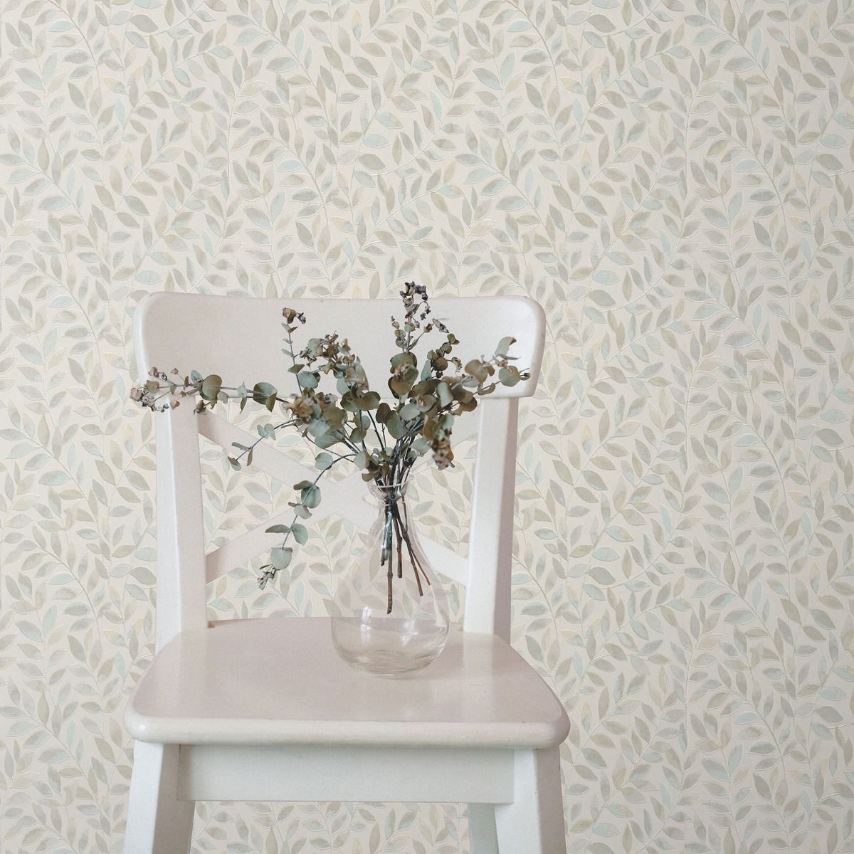 Ameroso Leaf Blown Vinyl Wallpaper - Blue / Natural - Erismann
