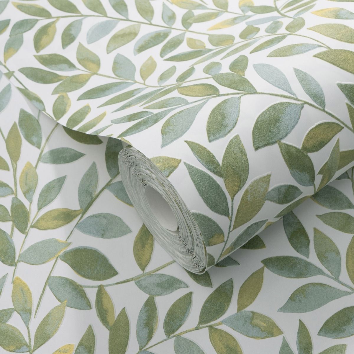 Ameroso Leaf Blown Vinyl Wallpaper - Green - Erismann