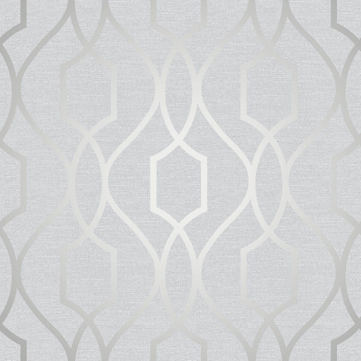 Apex Geometric Trellis Wallpaper - Stone & Silver - Fine Decor