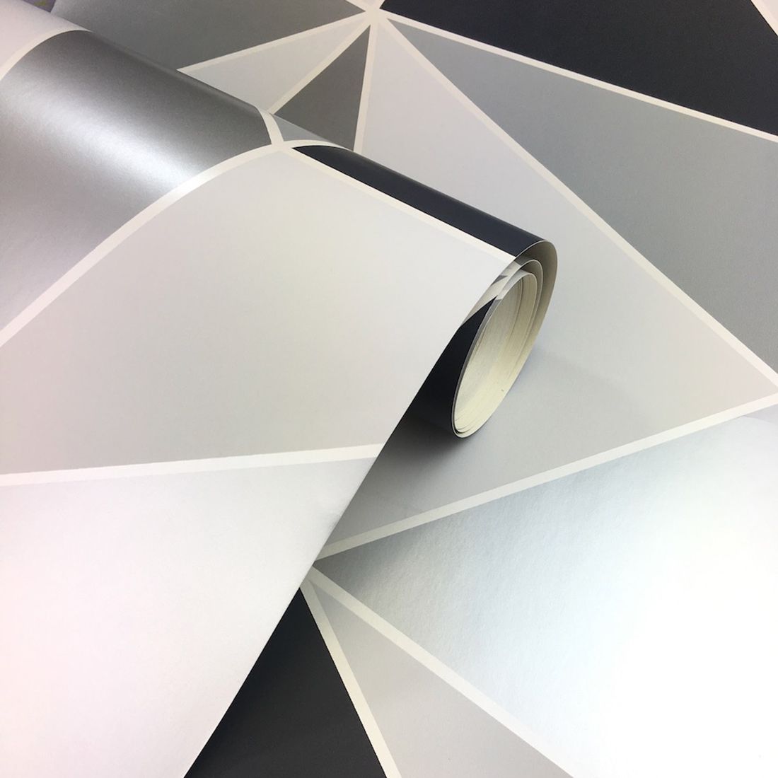 Apex Geometric Wallpaper - Black & Silver - Fine Decor