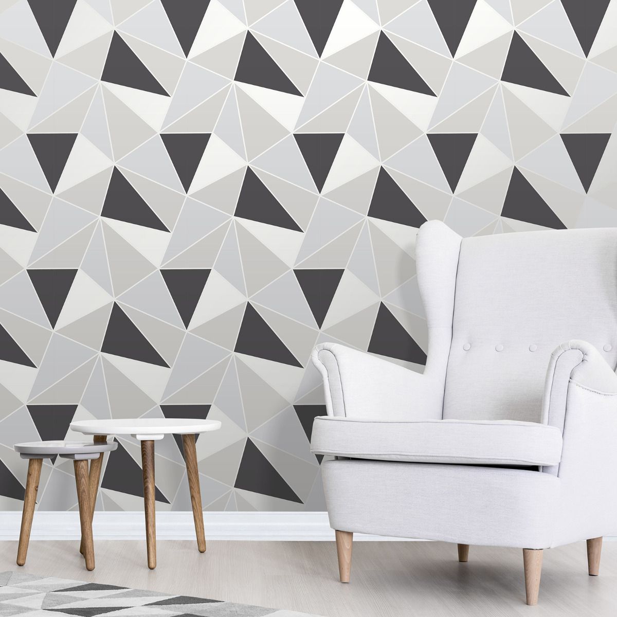 Apex Geometric Wallpaper - Black & Silver - Fine Decor