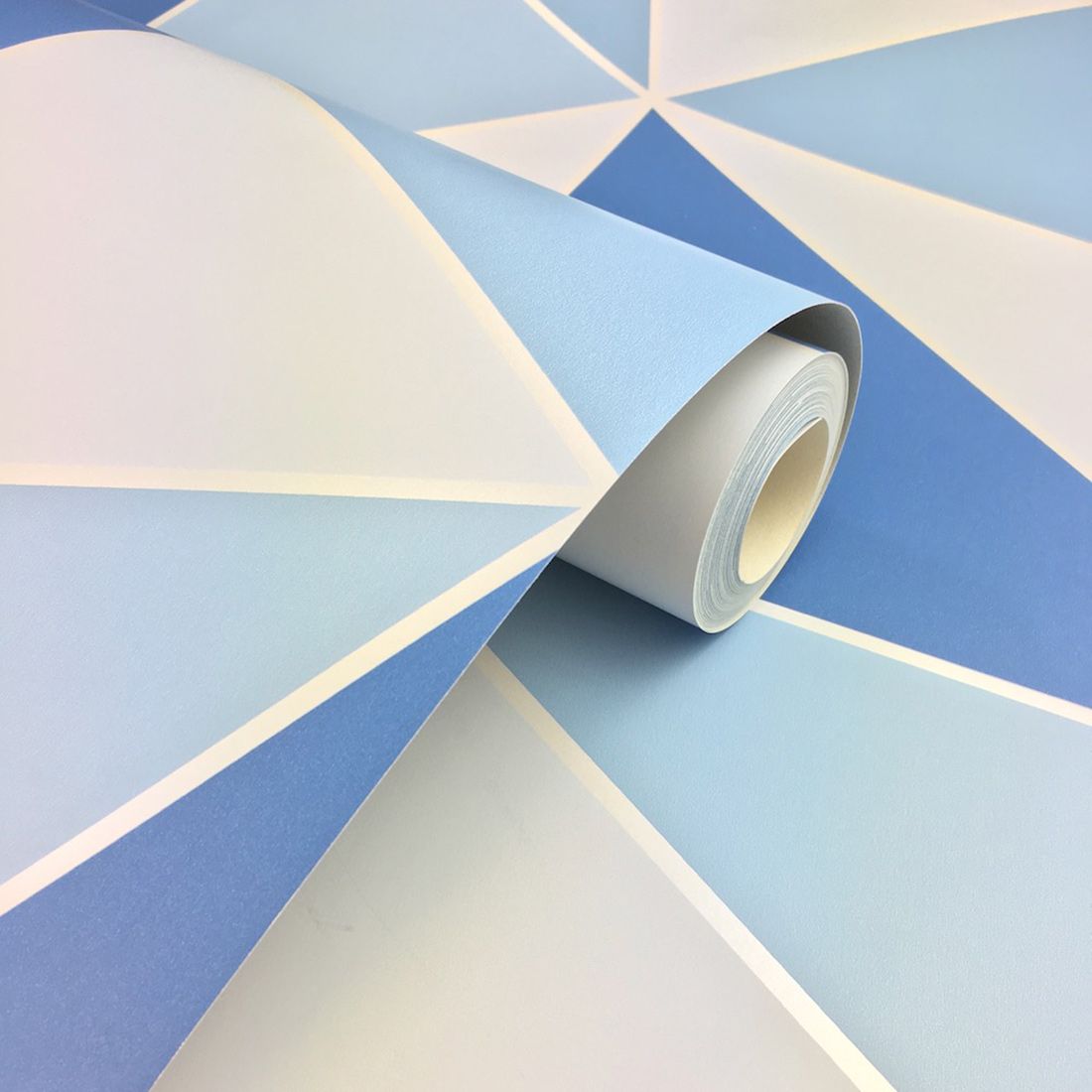 Apex Geometric Wallpaper - Blue - Fine Decor