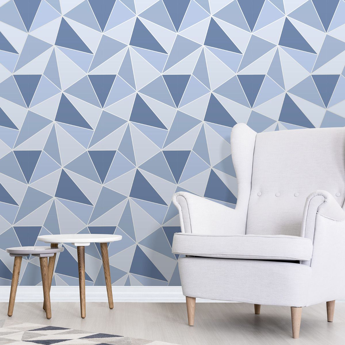 Apex Geometric Wallpaper - Blue - Fine Decor