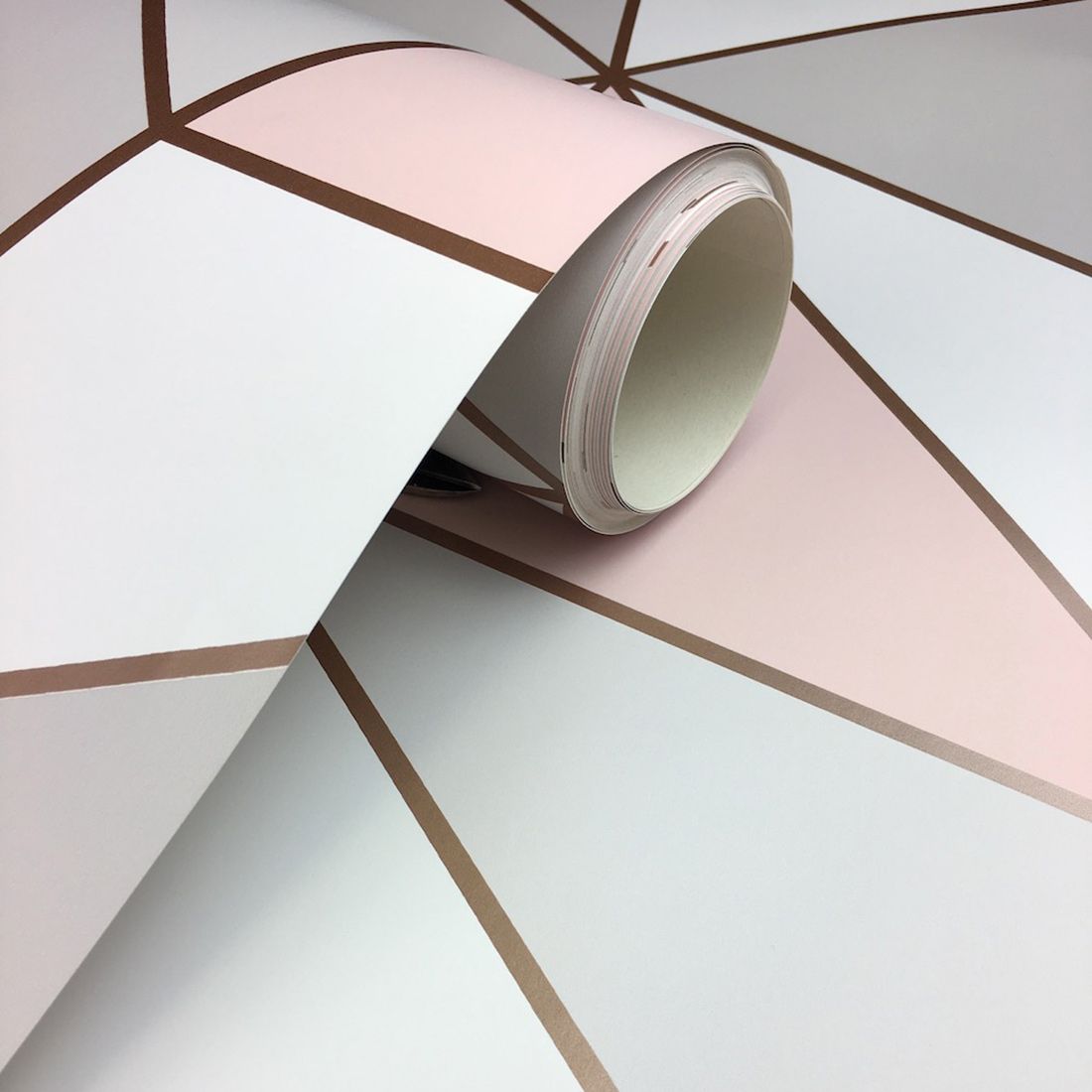 Apex Geometric Wallpaper - Rose Gold - Fine Decor