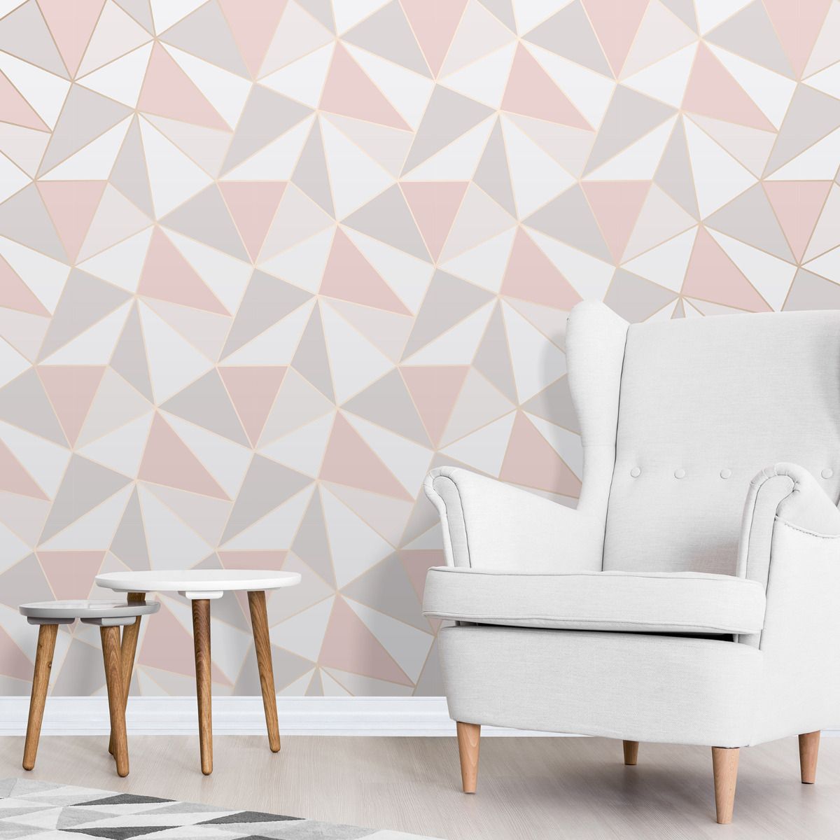 Apex Geometric Wallpaper - Rose Gold - Fine Decor