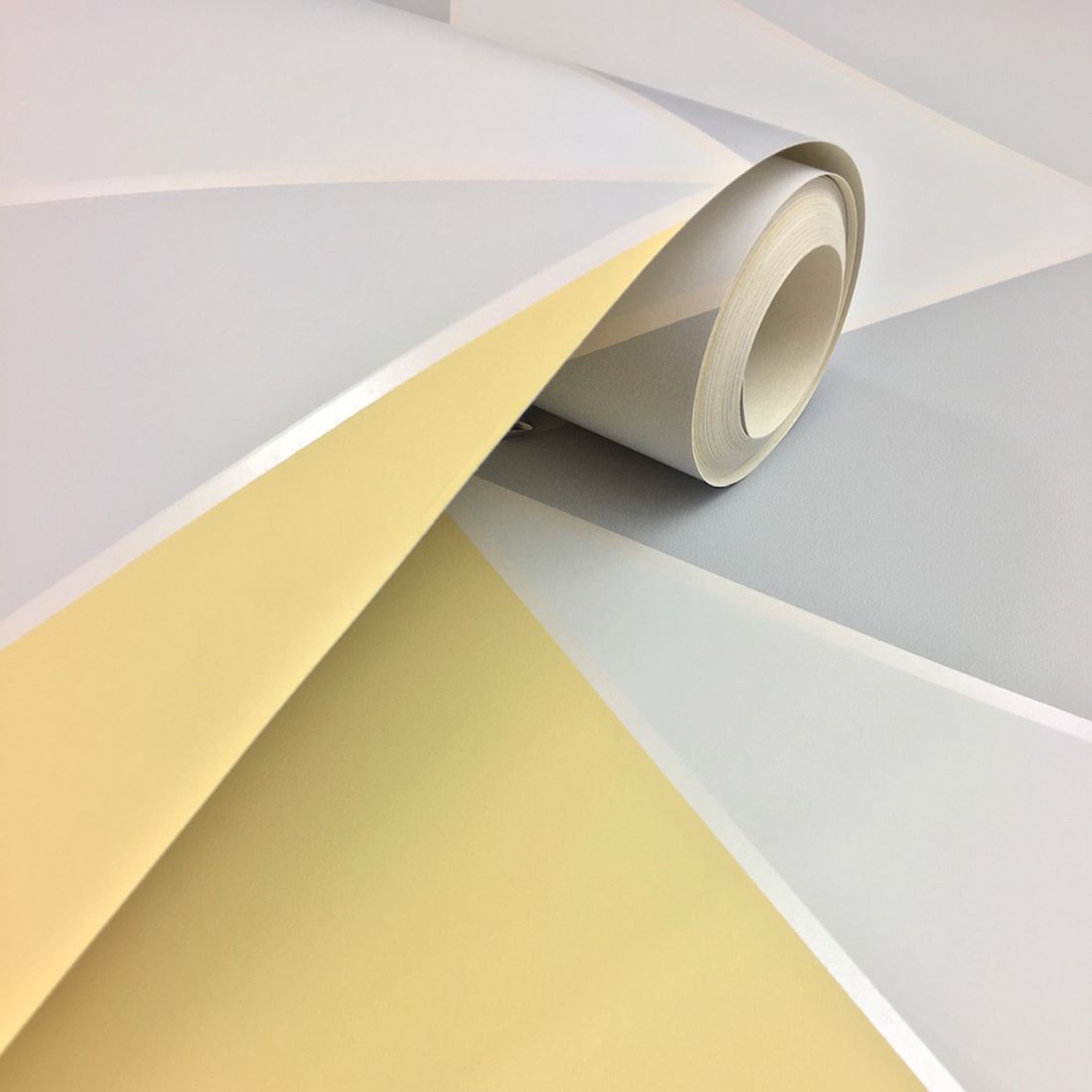 Apex Geometric Wallpaper - Yellow & Grey - Fine Decor