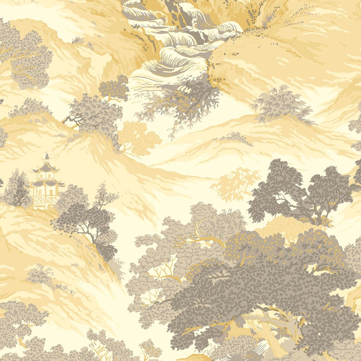 Archives Oriental Landscape Wallpaper - Yellow - Crown