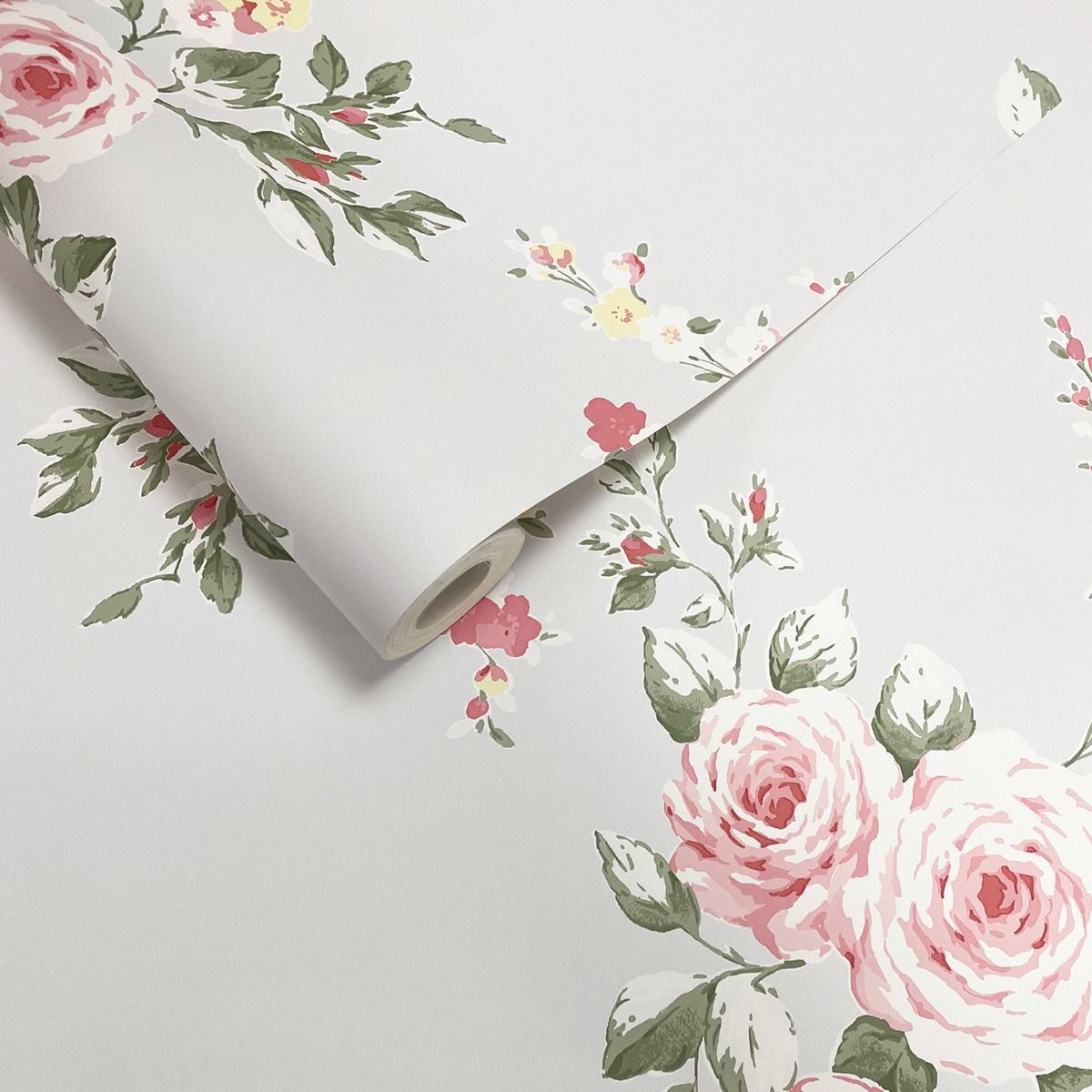 Canterbury Floral Wallpaper - Red/Grey - Muriva