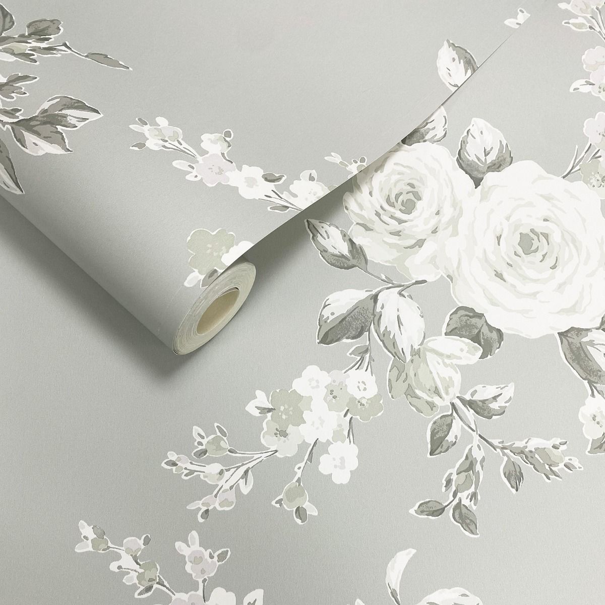 Canterbury Floral Wallpaper - Sage - Muriva