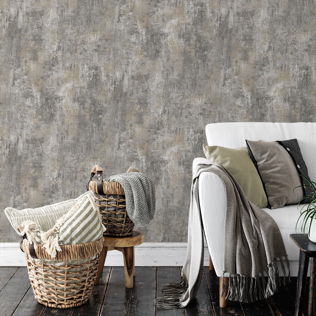 Cove Texture Wallpaper - Charcoal - Muriva