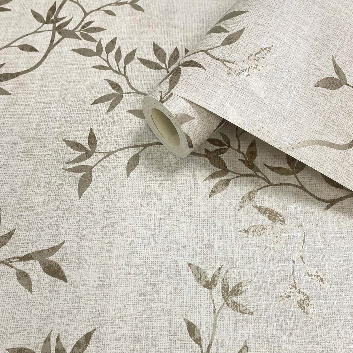 Darcy James Collection Japandi Leaf Wallpaper - Cream - Muriva