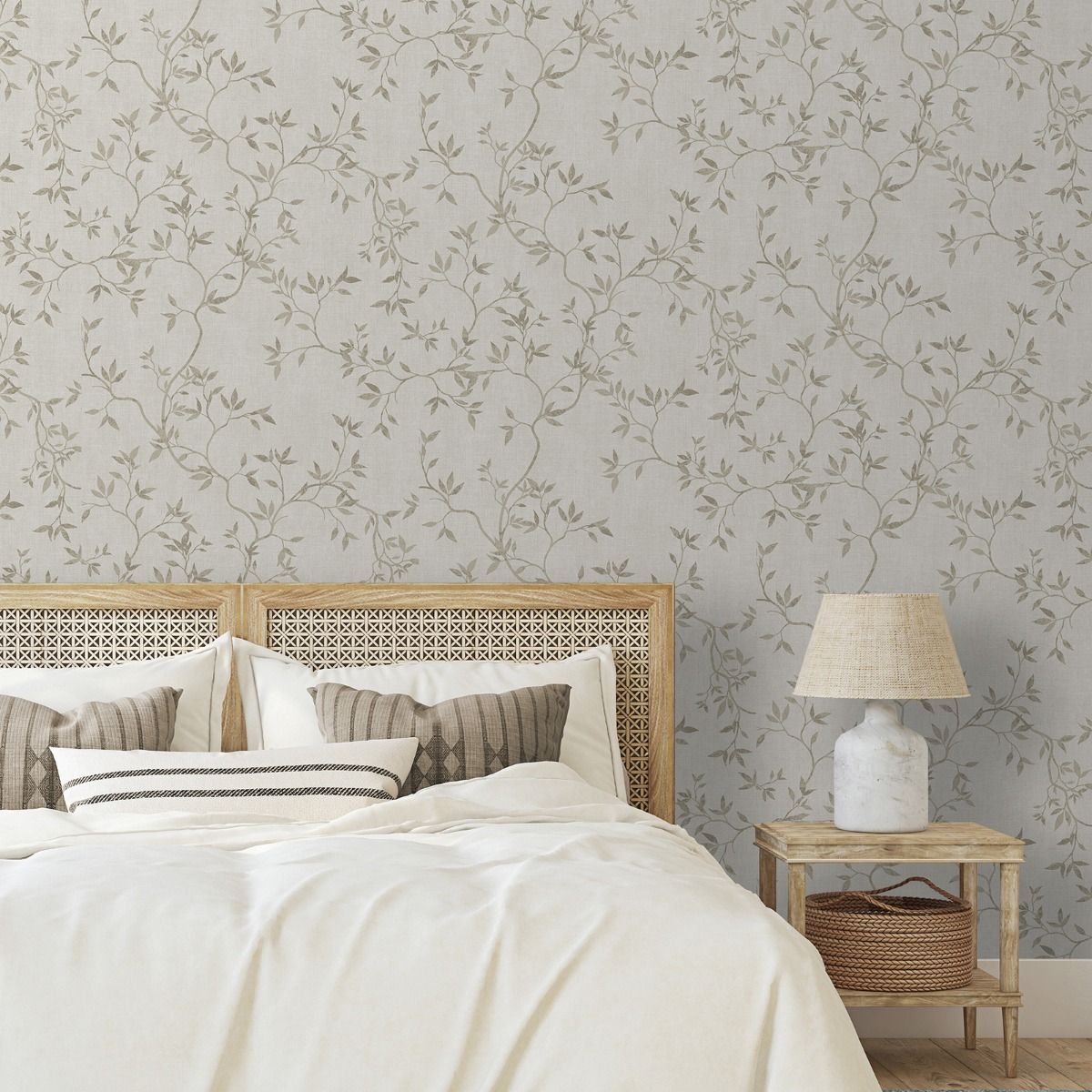 Darcy James Collection Japandi Leaf Wallpaper - Cream - Muriva