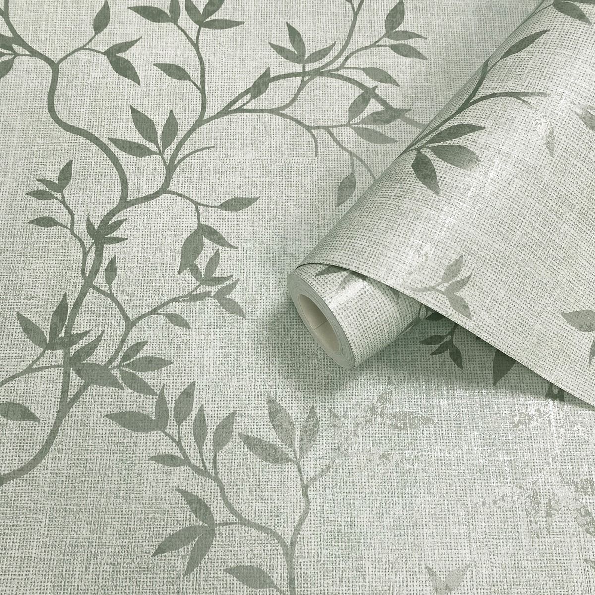 Darcy James Collection Japandi Leaf Wallpaper - Green - Muriva