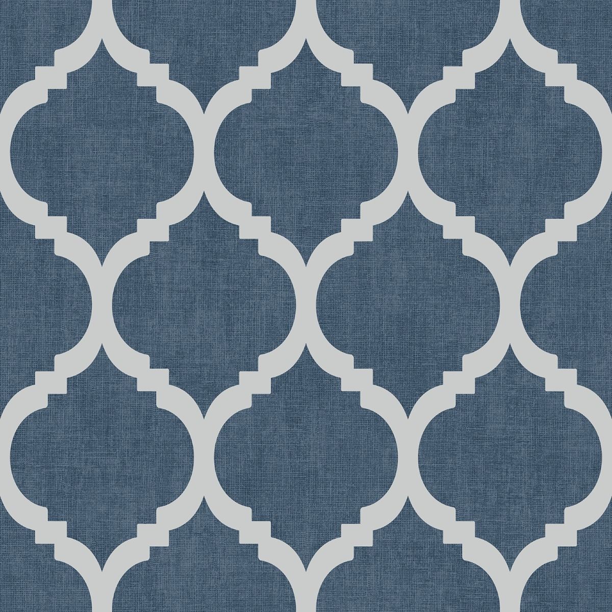 Darcy James Collection Zara Trellis Wallpaper - Blue/Silver - Muriva