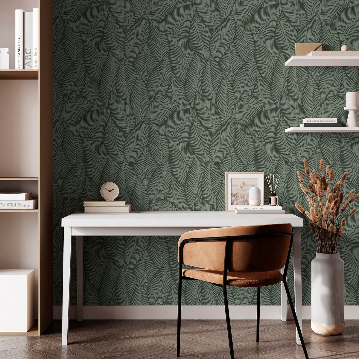 Denver Leaf Wallpaper - Green - Muriva