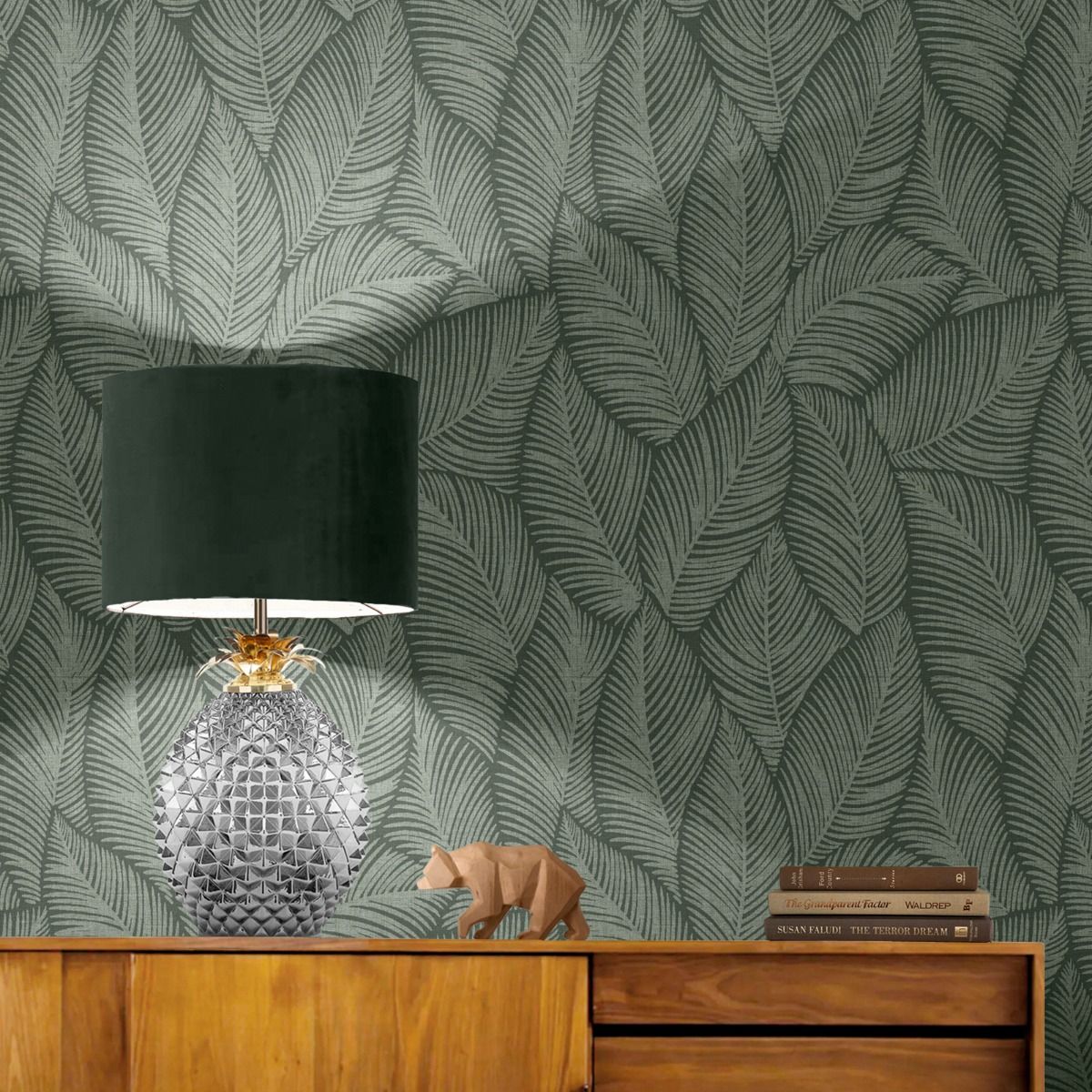 Denver Leaf Wallpaper - Green - Muriva