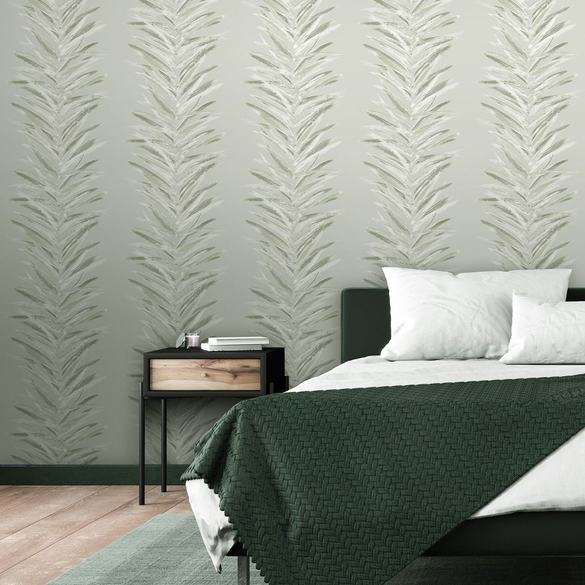 Dhara Leaf Wallpaper - Olive - Muriva
