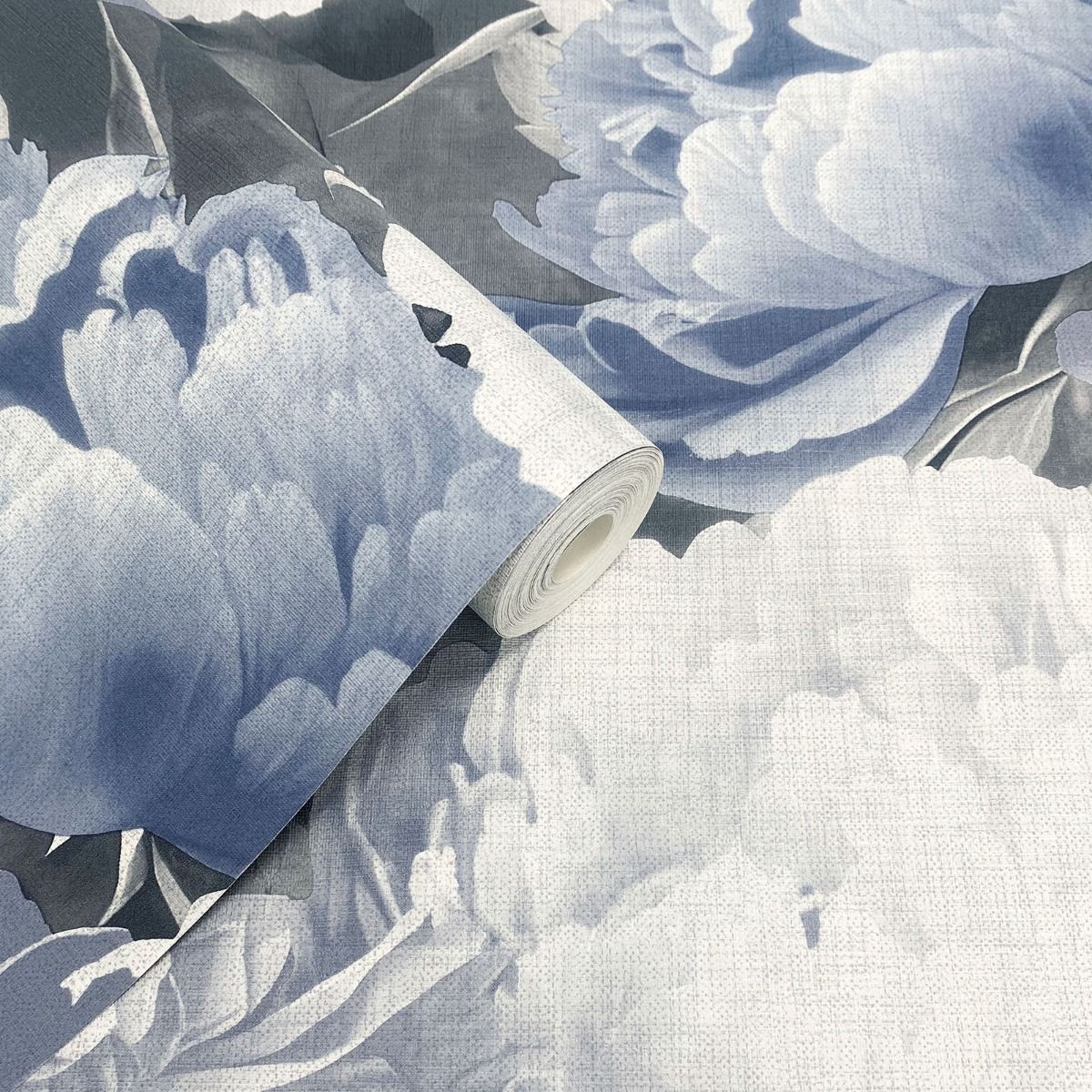 Doretta Floral Textured Vinyl Wallpaper - Blue - Muriva