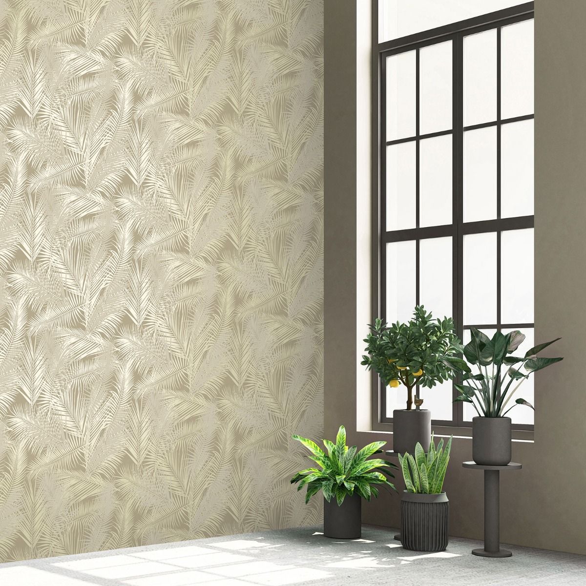 Eden Ilana Leaf Wallpaper - Cream & Pearl - Muriva