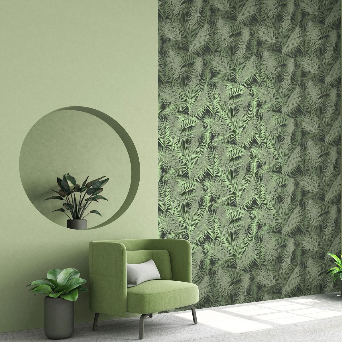 Eden Ilana Leaf Wallpaper - Green - Muriva