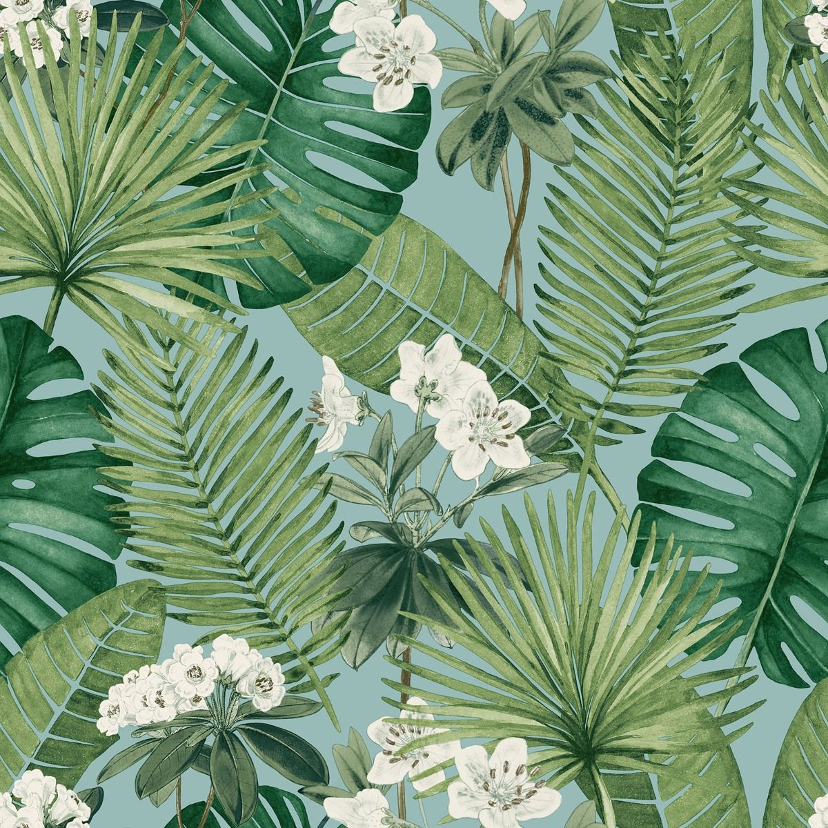 Eden Isla Leaf Wallpaper - Green - Muriva