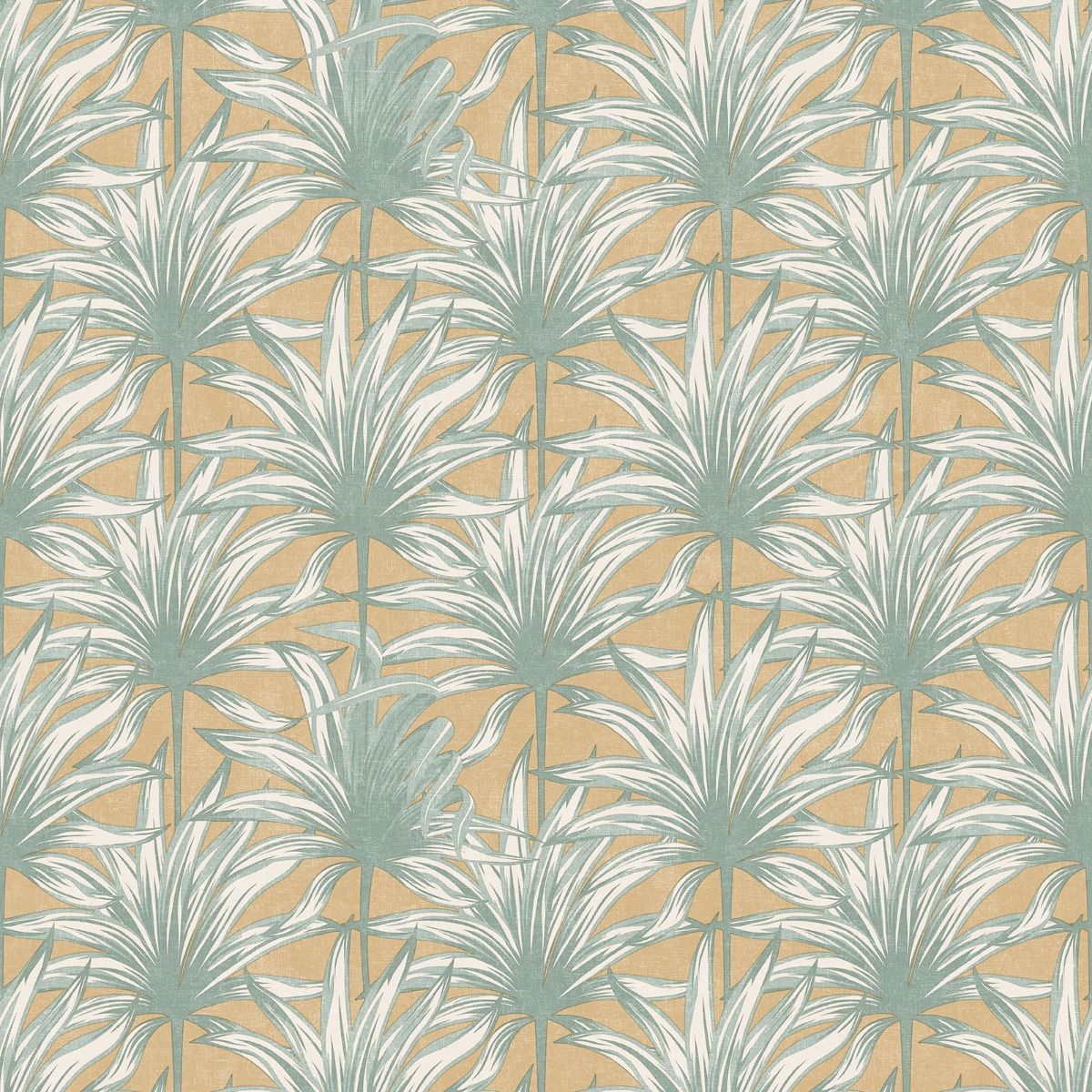 Eden Retro Leaf Wallpaper - Mustard - Muriva