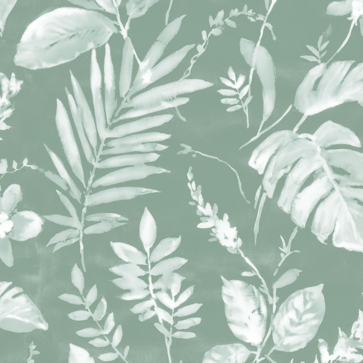 Eden Tane Leaf Wallpaper - Green - Muriva