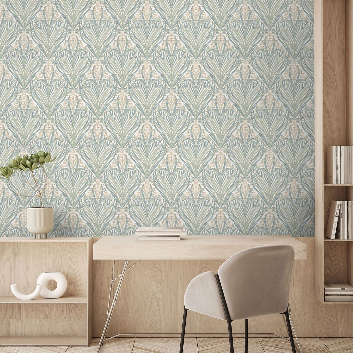 Elegance Bellflower Wallpaper - Cream / Sage - Muriva