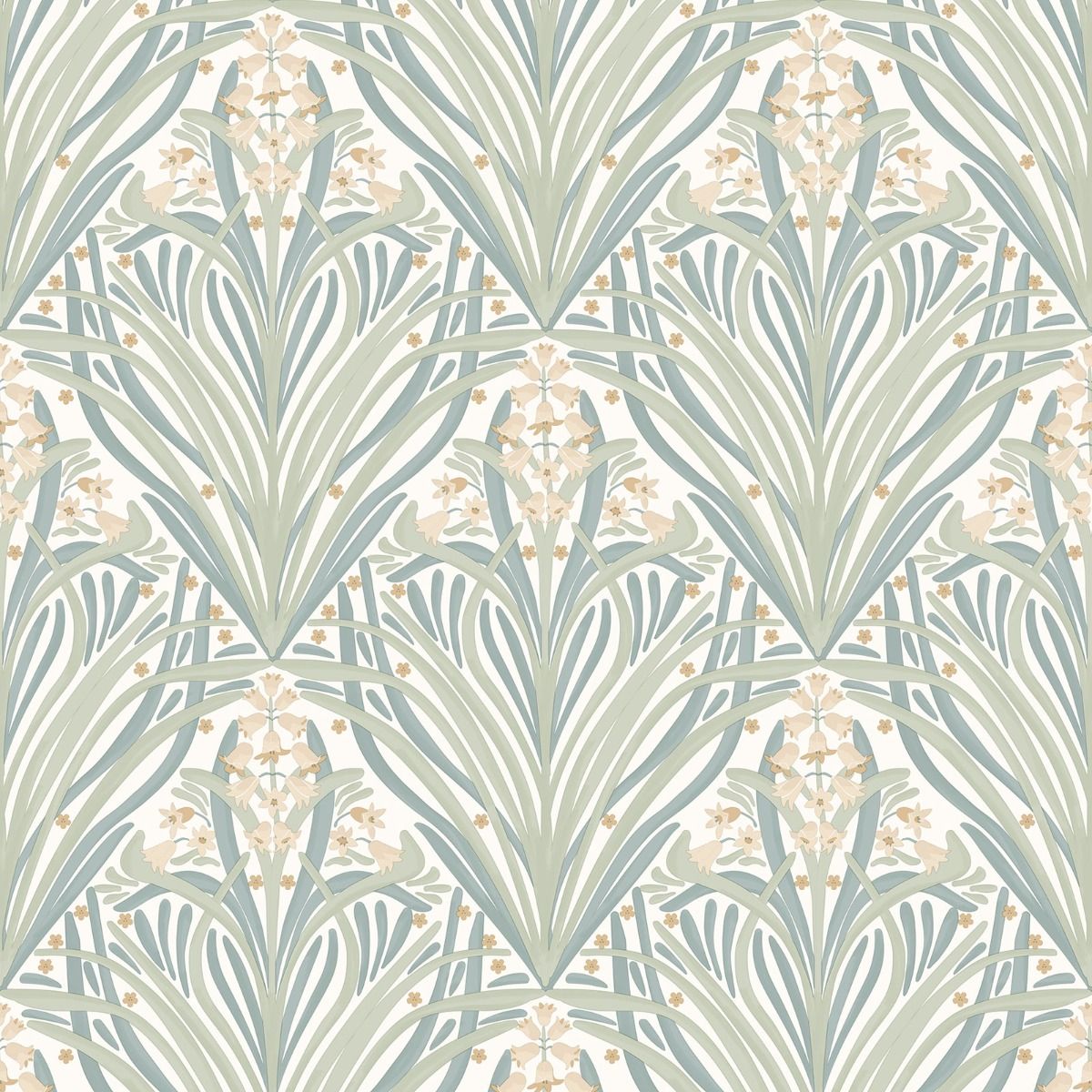Elegance Bellflower Wallpaper - Cream / Sage - Muriva