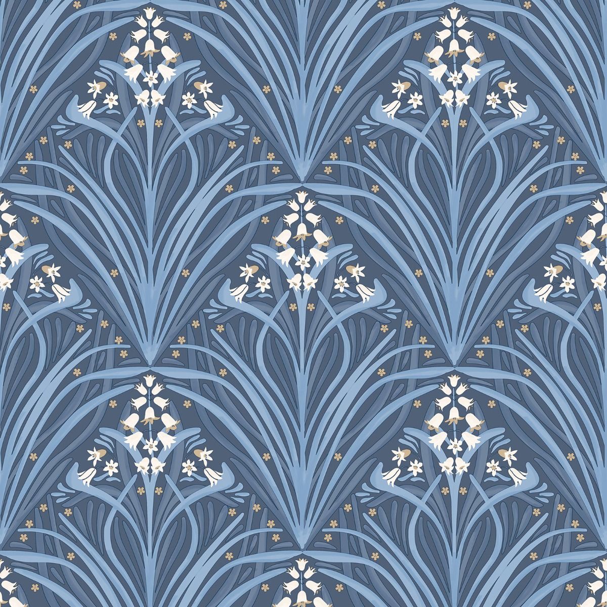 Elegance Bellflower Wallpaper - Navy Blue - Muriva