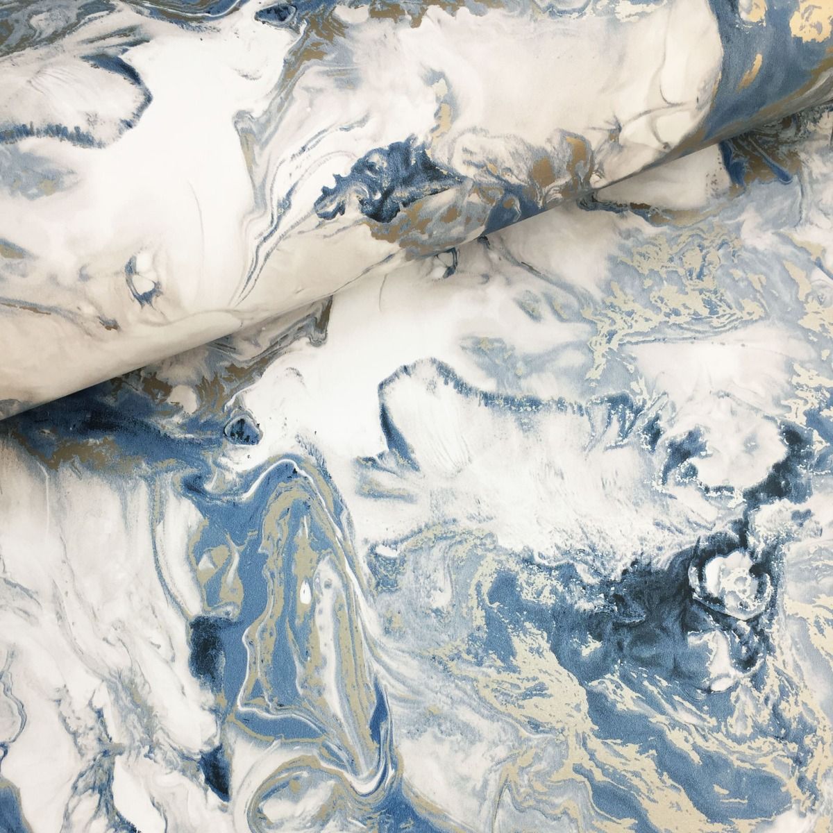 Elixir Marble Wallpaper - Blue / Gold - Muriva