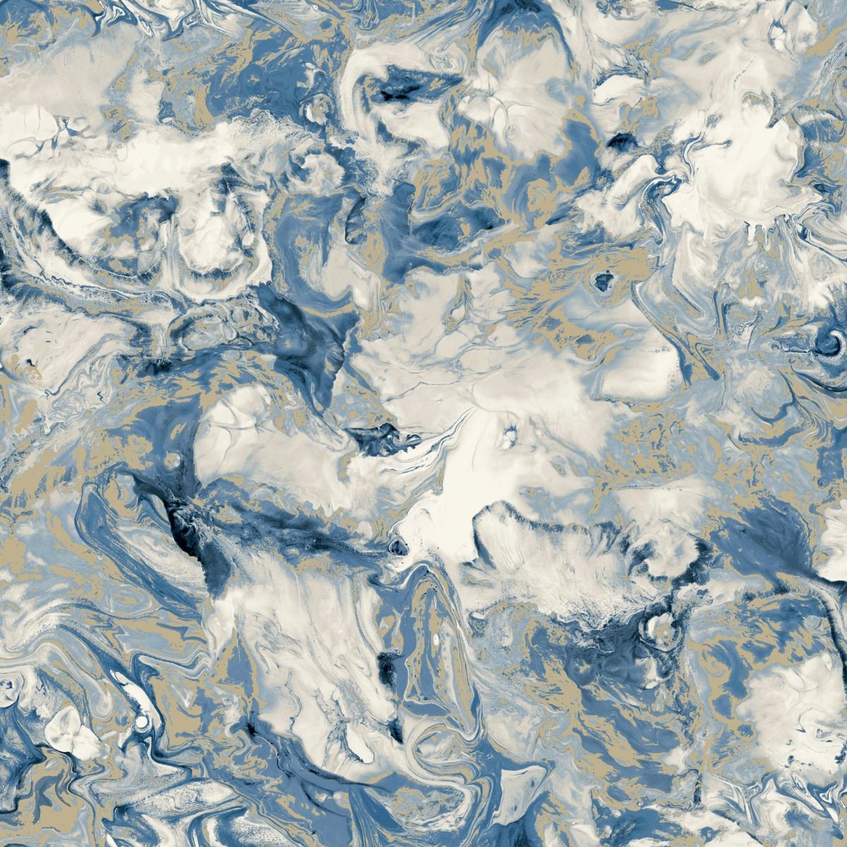 Elixir Marble Wallpaper - Blue / Gold - Muriva