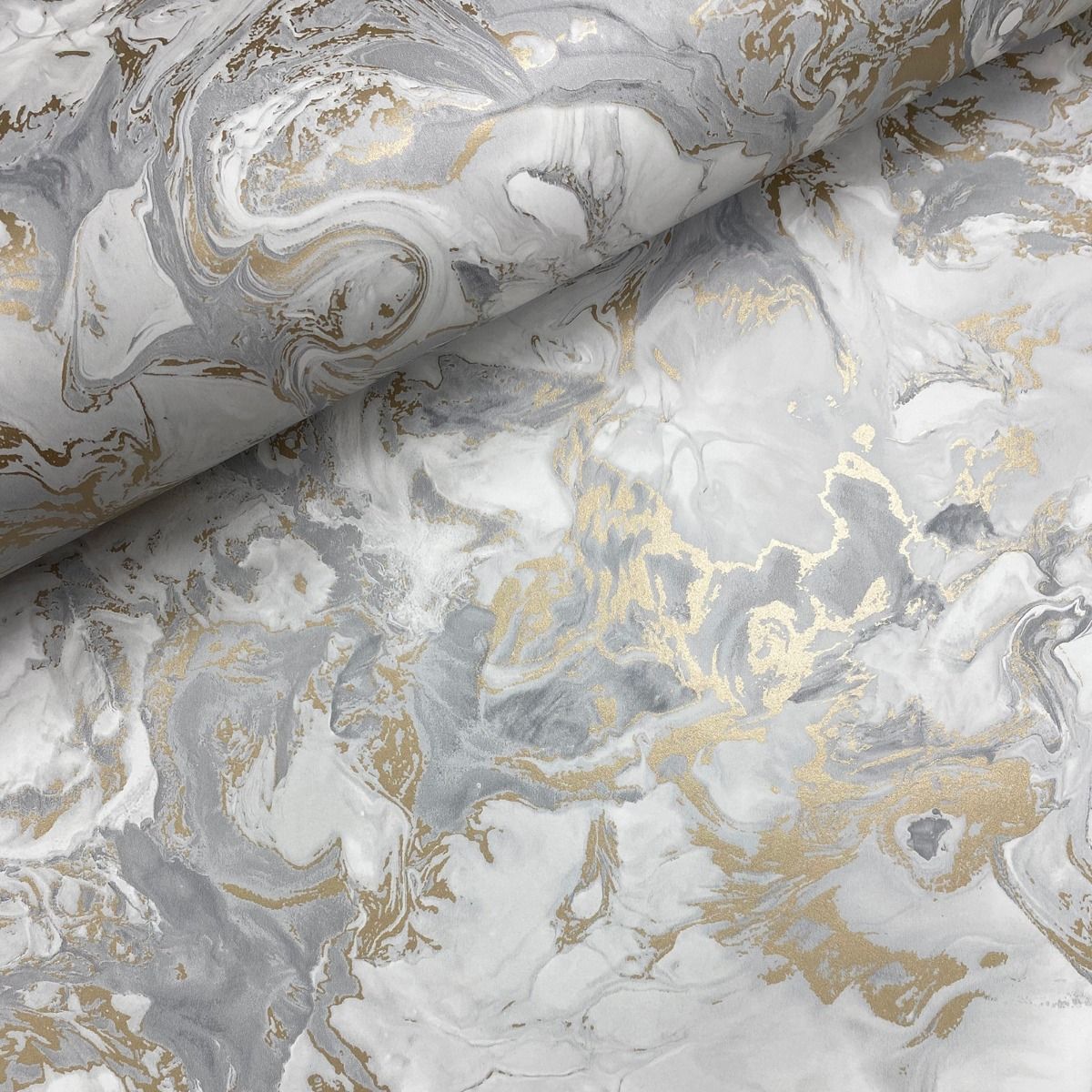 Elixir Marble Wallpaper - Grey / Gold - Muriva