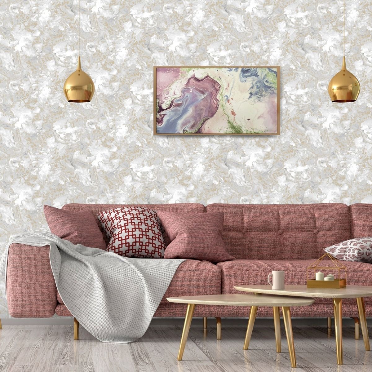 Elixir Marble Wallpaper - Grey / Gold - Muriva