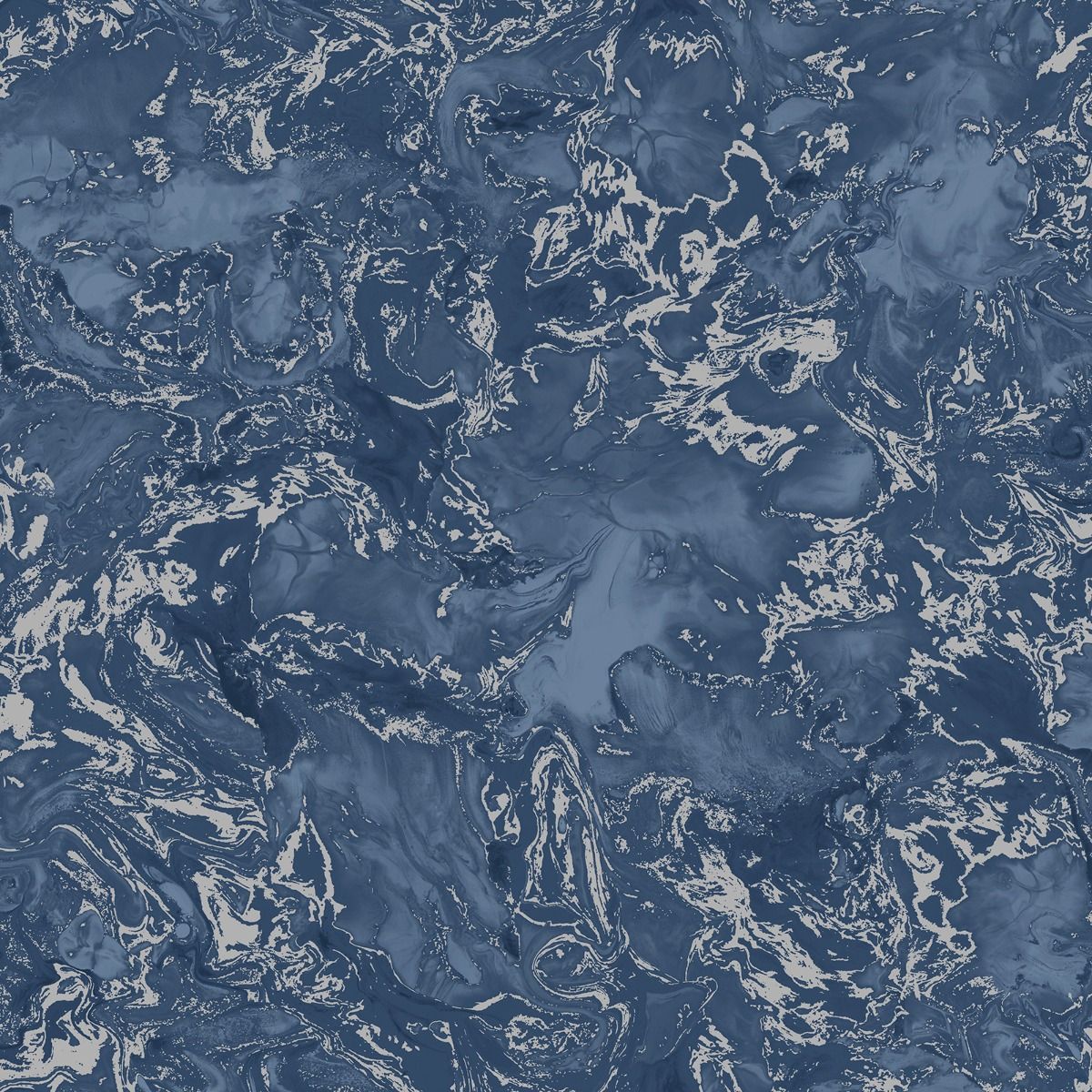 Elixir Marble Wallpaper - Navy Blue / Silver - Muriva