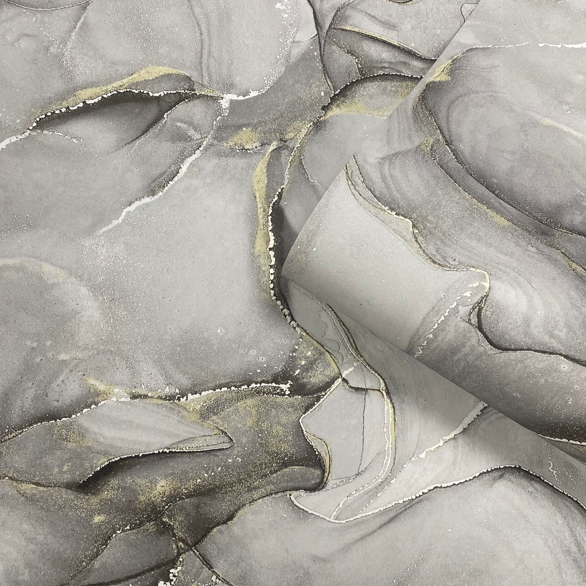 Elysian Marble Wallpaper - Black/Gold - Muriva