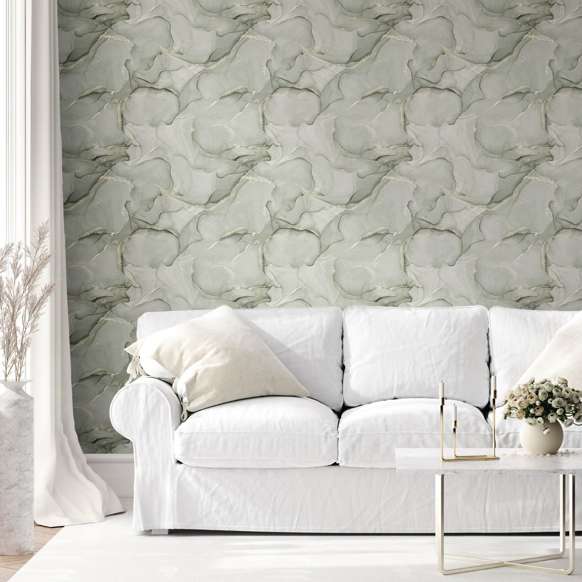 Elysian Marble Wallpaper - Green/Gold - Muriva