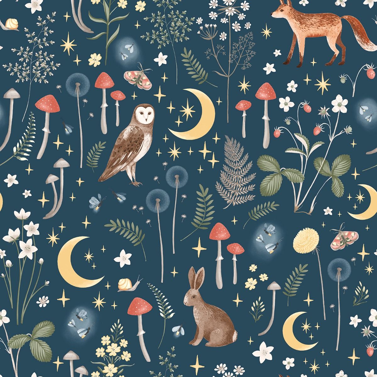 Enchanted Twilight Wallpaper - Navy - Muriva