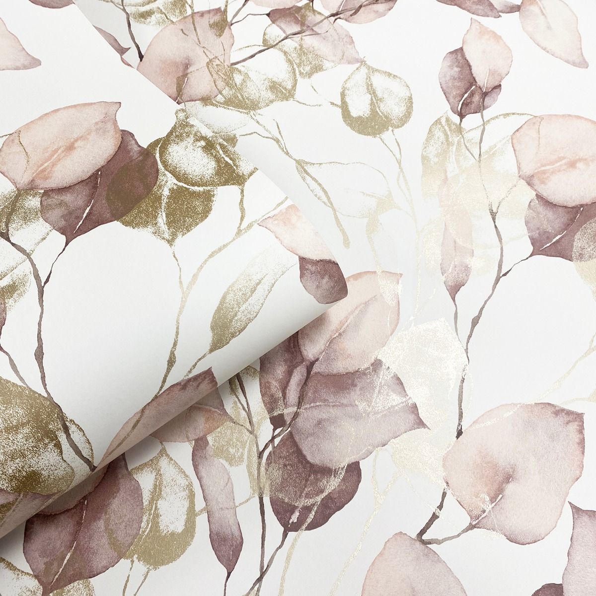 Eucalyptus Leaves Wallpaper - Blush/Gold - Muriva