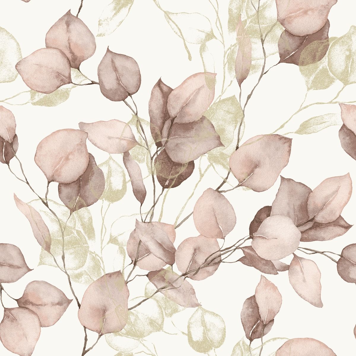 Eucalyptus Leaves Wallpaper - Blush/Gold - Muriva
