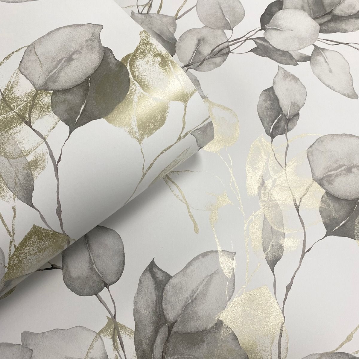 Eucalyptus Leaves Wallpaper - Natural/Gold - Muriva