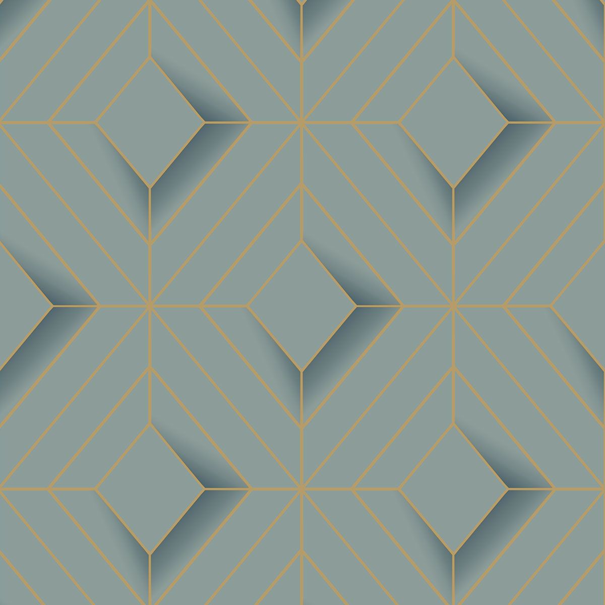 Galactik Leda Geo Wallpaper - Teal - Muriva