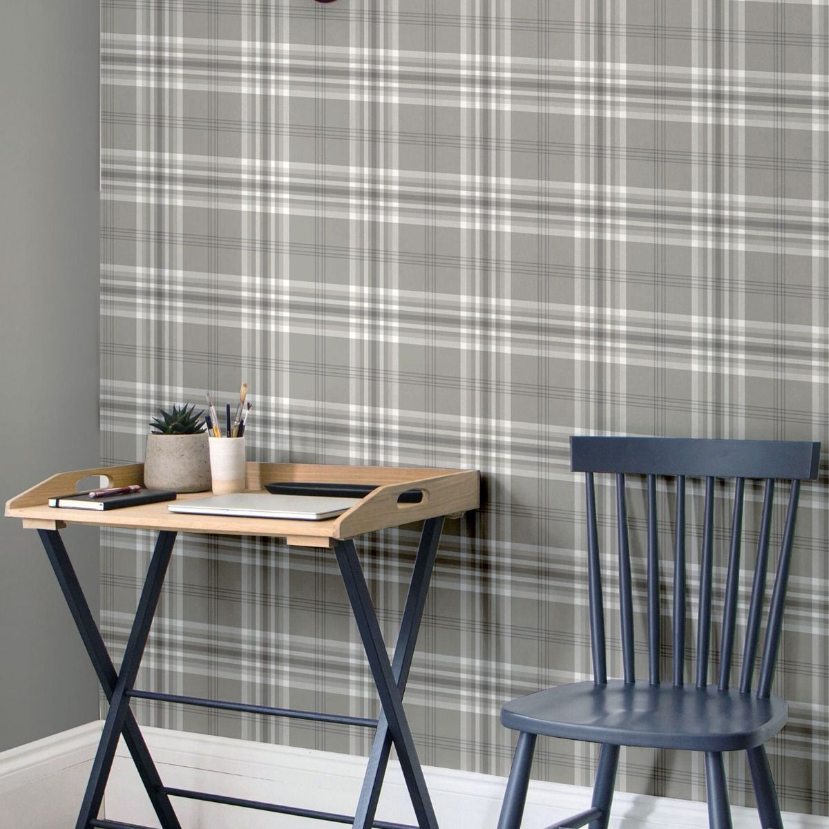 Kelso Check Wallpaper - Mushroom - Muriva