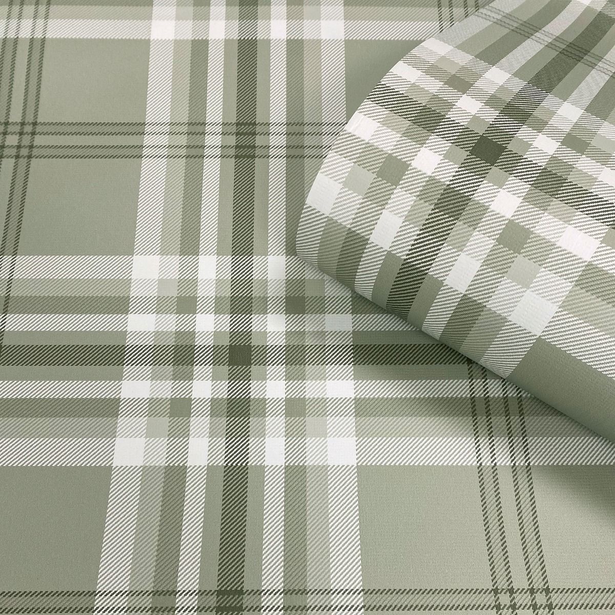 Kelso Check Wallpaper - Sage Green - Muriva