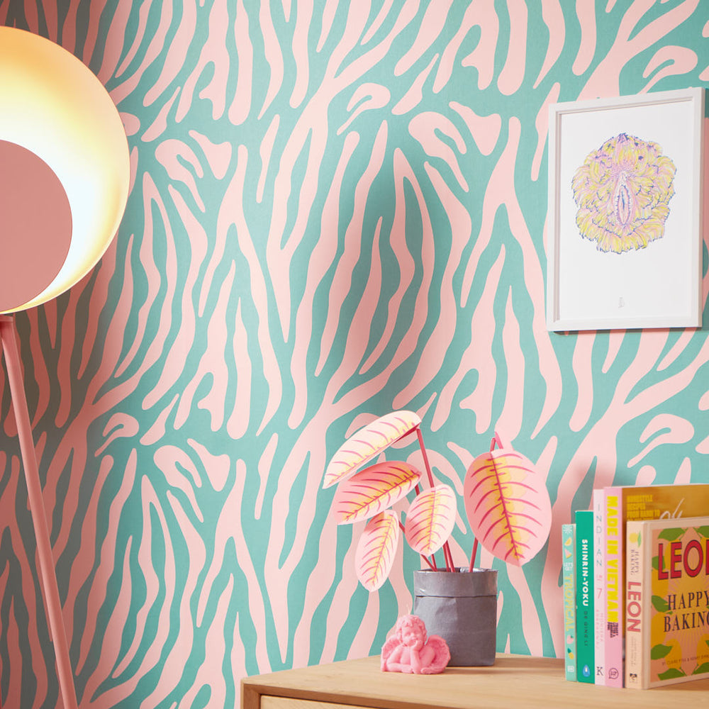 LH900028 - Good Vibrations Wallpaper - Candy Pink & Mint - Lust Home