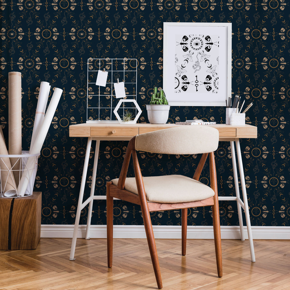 LH900115 - Spellbound Wallpaper - Midnight Blue & Mustard - Lust Home
