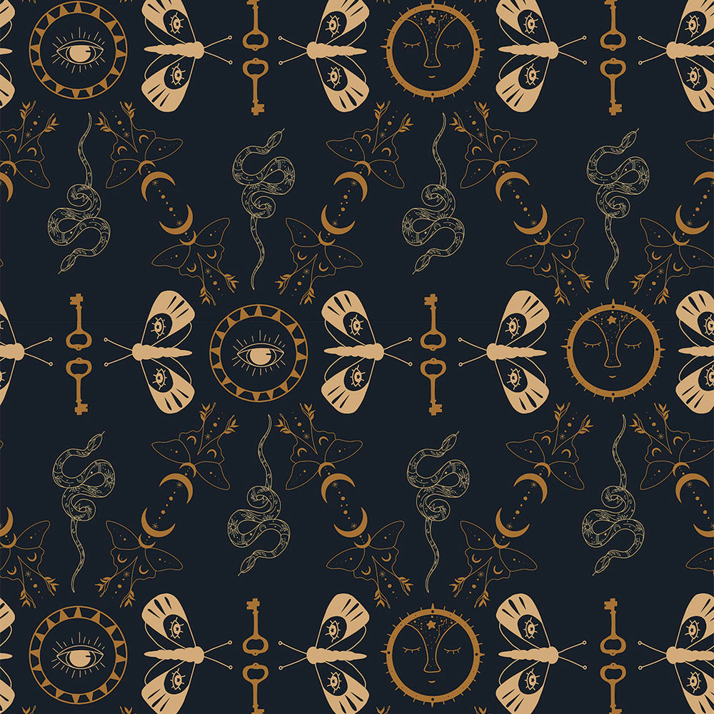 LH900115 - Spellbound Wallpaper - Midnight Blue & Mustard - Lust Home