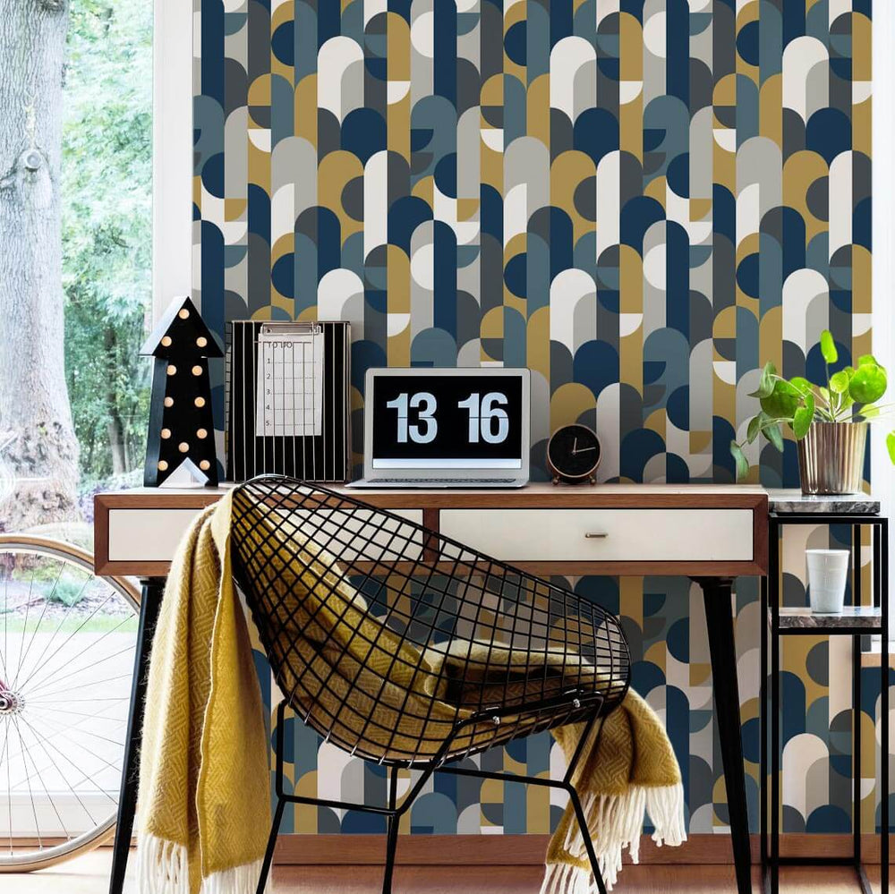 LH900286 - 1919 Wallpaper - Navy & Mustards - Lust Home