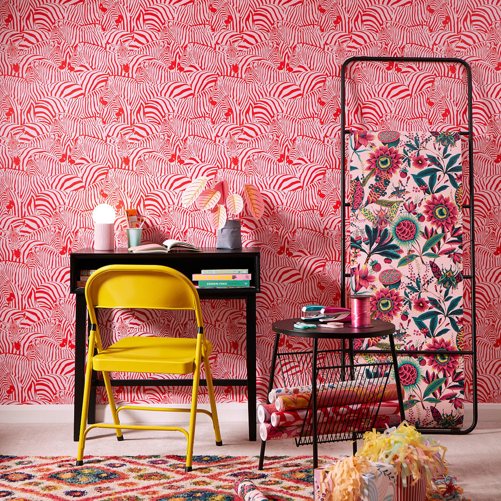 LH900314 - Hide and Seek Wallpaper - Red & Pink - Lust Home