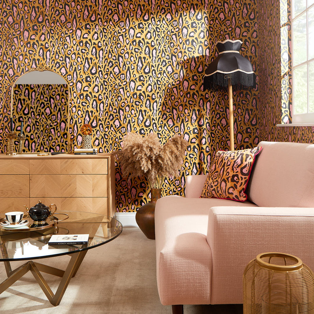 LH900399 - Animal Instinct Wallpaper - Ochre & Pink - Lust Home